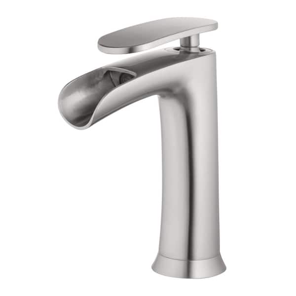 Tosca Single Hole 4"-Single Slide Handle LED Bathroom Faucet with pop-up drain and deck plate in Brushed Nickel