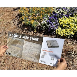 Paper Sample Only: 15.75 in. x 15.75 in. x 2 in. 4 Cobble Tan Charcoal Concrete Step Stone Sample Board (1-Piece)