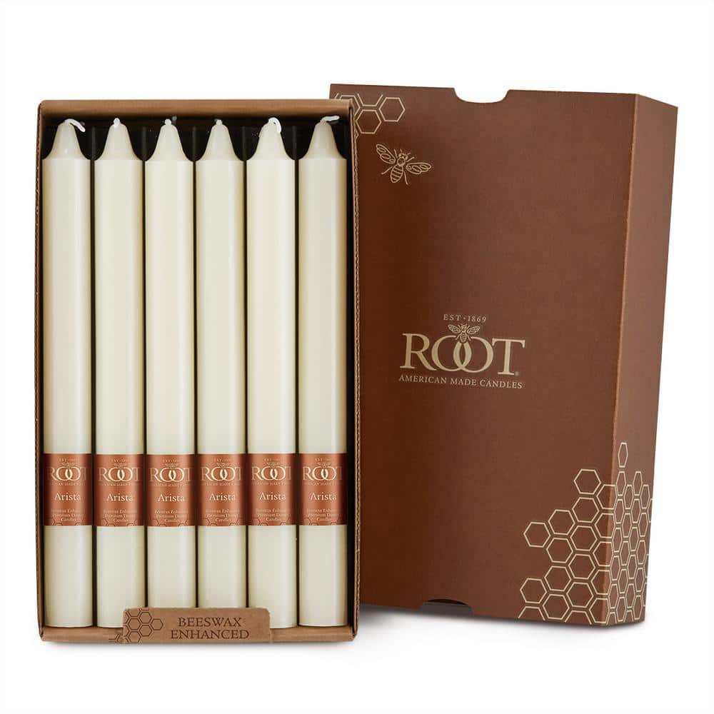 ROOT CANDLES Smooth Arista 9 in. Ivory Unscented Taper Candle (Set of