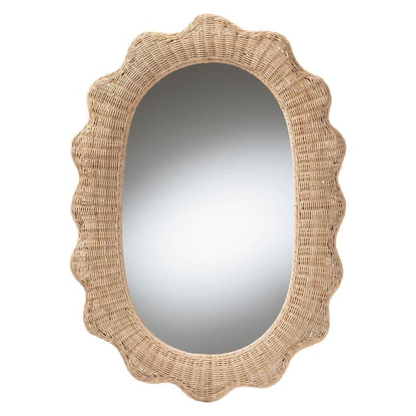 Makoto 26.8 in. W x 37.5 in. H Natural Rattan Mirror