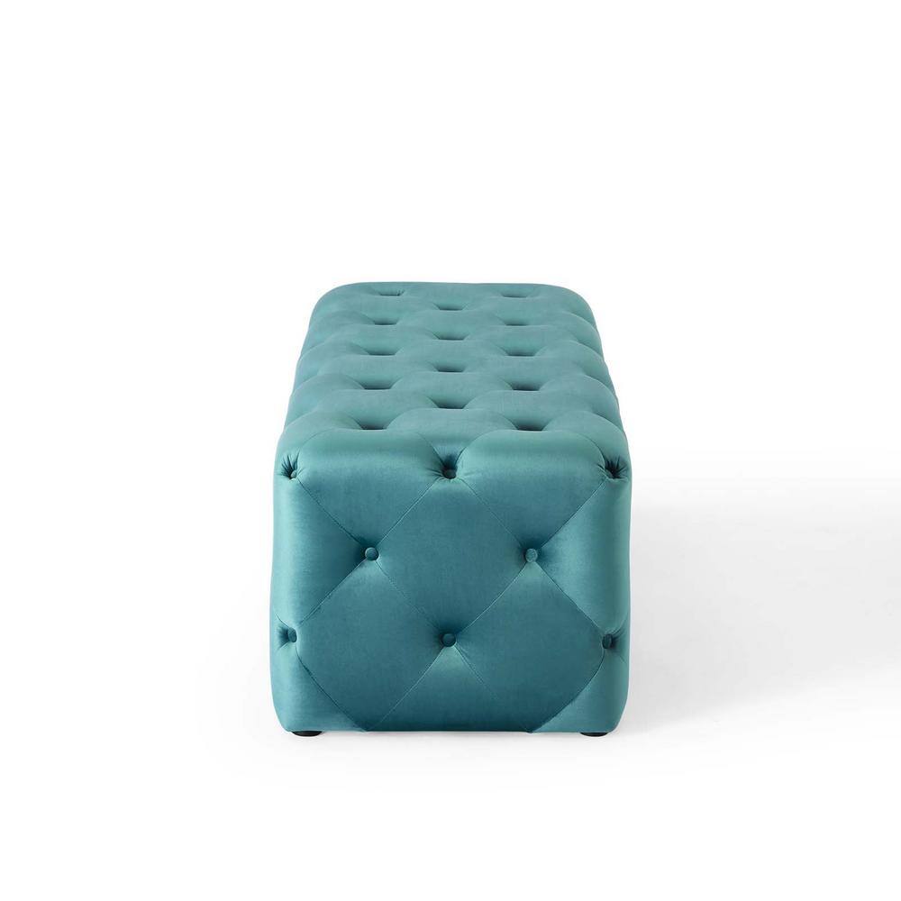 Amour Sea Blue 48" Tufted Velvet Entryway Bench