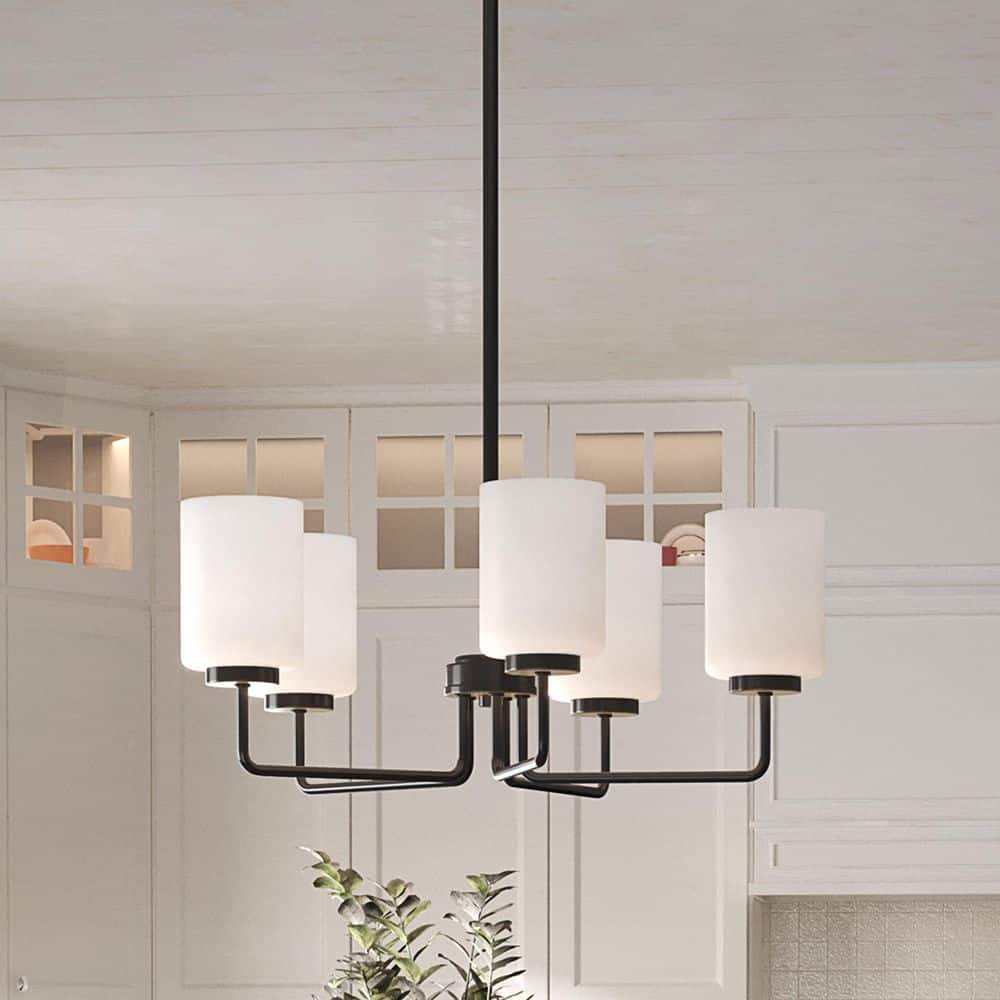 Progress Lighting P560037-031　輸入照明 Progress Lighting Merry 5-Light Matte Black Etched Glass
