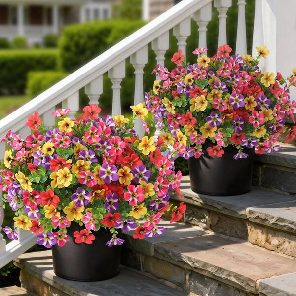2 Pack 6.7 in. Mixed Color Outdoor Artificial Morning Glory in