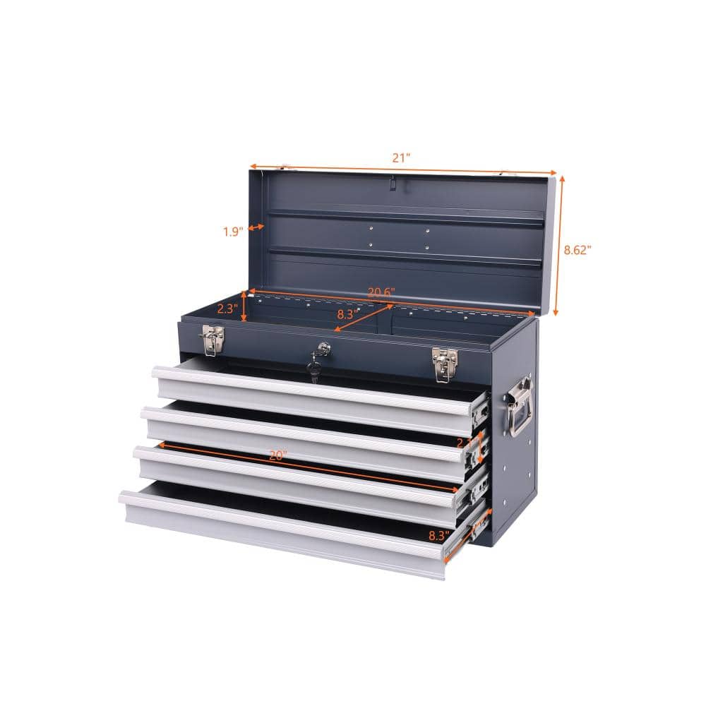 21-Inch Heavy-Duty Metal Tool Box with 4 Drawers, Portable Locking Tool Chest, Ball Bearing Slides & EVA Liners price history on PriceWatchPro