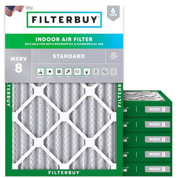 20 in. x 24 in. x 2 in. MERV 8 (FPR 5) Dust Defense Pleated HVAC AC Furnace Air Filters Replacement (6-Pack)