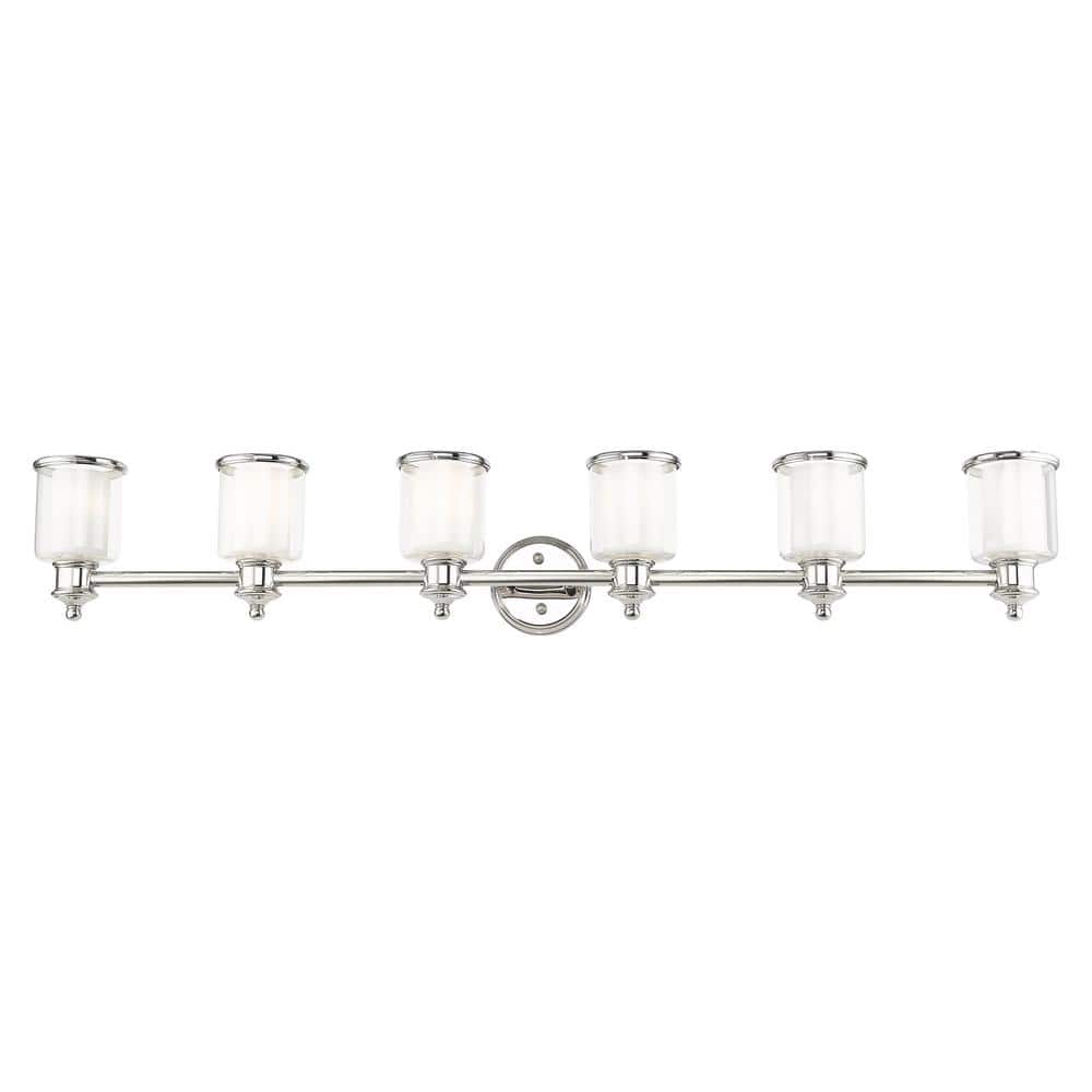 Polished Nickel 6-Light Dimmable Outdoor Vanity Sconce