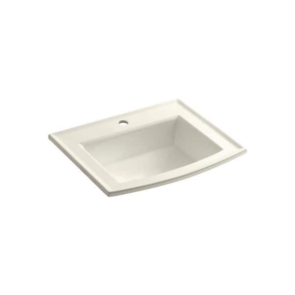 KOHLER Archer 22-3/4 in. Drop-In Vitreous China Bathroom Sink in Biscuit with Overflow Drain