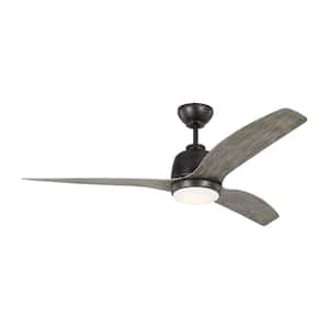 Avila 54 in. Integrated LED Indoor/Outdoor Aged Pewter Ceiling Fan with Light Grey Weathered Oak Blades and Remote
