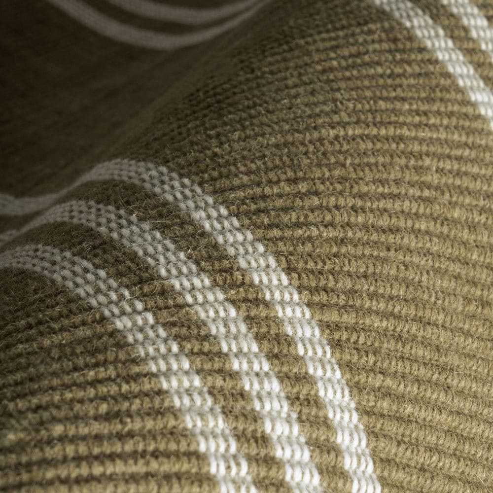 Handmade Olive Green Striped Wool Rectangular Area Rug