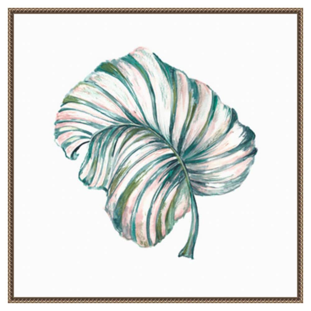 Island Leaf III 30"x30" Bronze Framed Canvas Wall Art