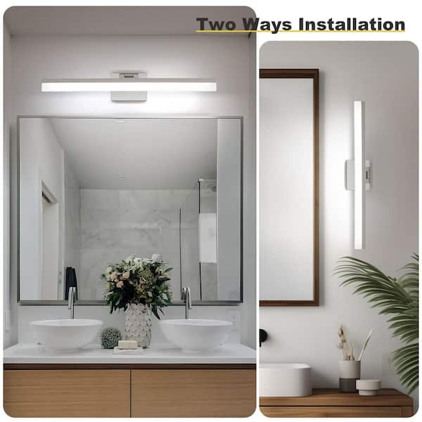 23.6 in. 1-Light Silver Dimmable LED Vanity Light Bar with 5500K Daylight