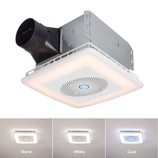 Broan-NuTone Voice Controlled Smart Bathroom Exhaust Fan with Speaker, Dimmable LED Light, and Roomside Installation, 110 CFM