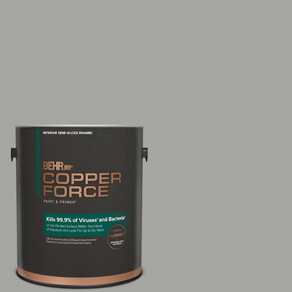 COPPER FORCE 1 gal. #PPU24-18 Great Graphite Semi-Gloss Enamel Virucidal and Antibacterial Interior Paint & Primer