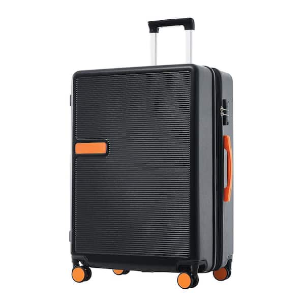 Tatahance 24 in. Black Hardshell Expandable Lightweight Spinner Suitcase with TSA Lock