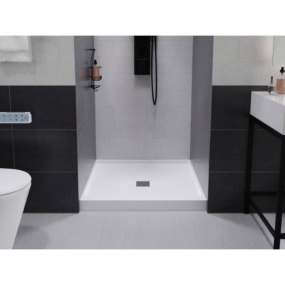 Alexander 36" White Resin Shower Base with Center Drain