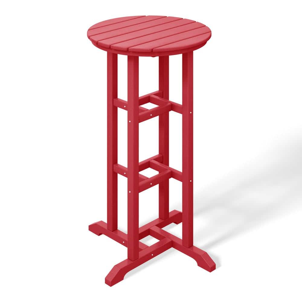 Laguna 24 in. Round Pub Height HDPE Plastic Dining Outdoor Bar Bistro Table in Red price history on PriceWatchPro