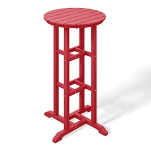 Laguna 24 in. Round Pub Height HDPE Plastic Dining Outdoor Bar Bistro Table in Red