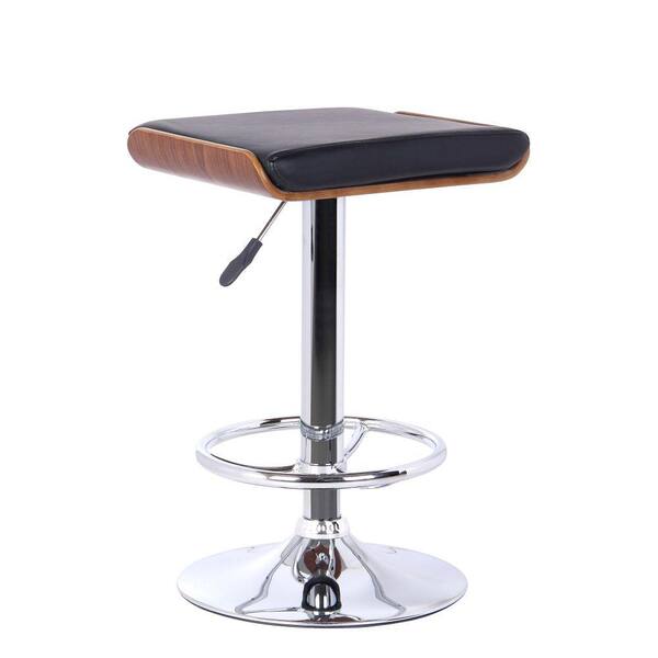 Benjara 19 in. Black and Chrome Low Back Metal Frame Barstool with Faux Leather Seat
