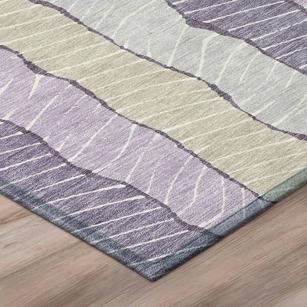Chantille Machine Washable Indoor/Outdoor Abstract ACN3039 Lilac 8 ft. x 8 ft. Round Rug