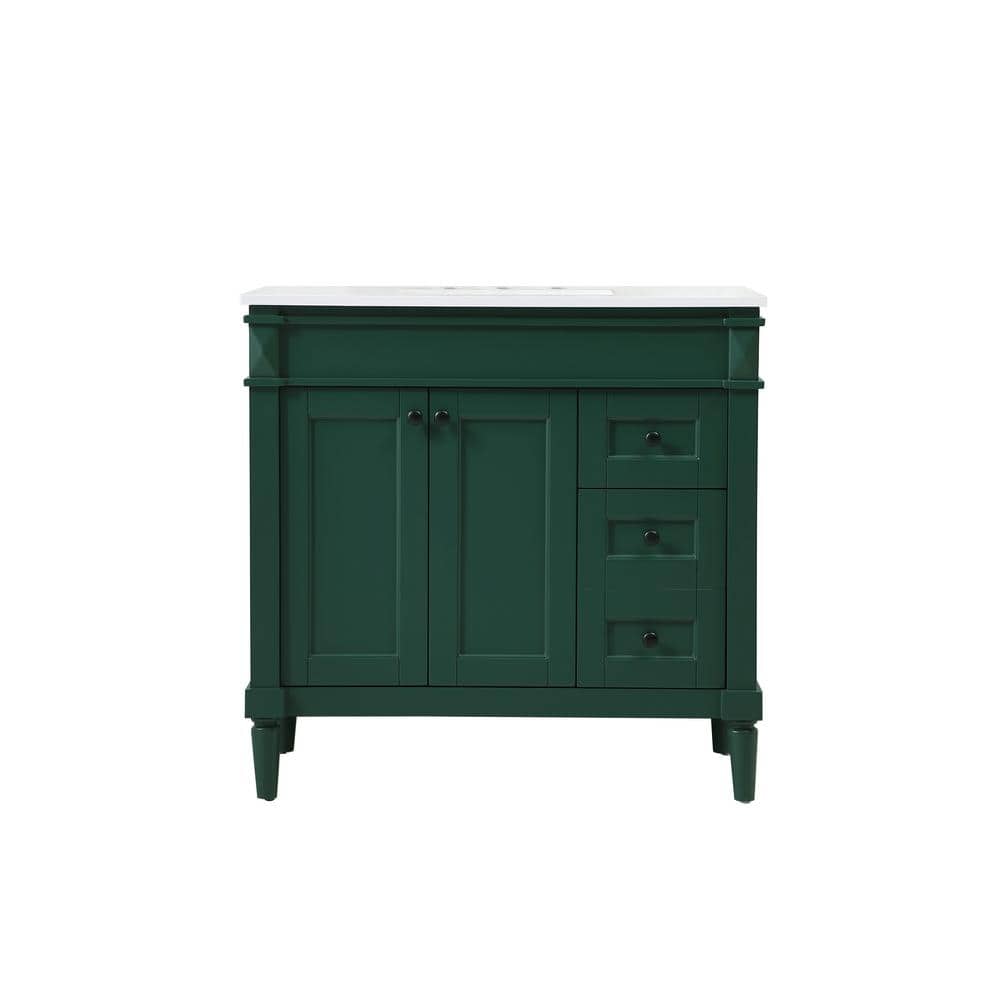 Simply Living 36 in. W x 21 in. D x 35 in. H Bath Vanity in Green with Ivor