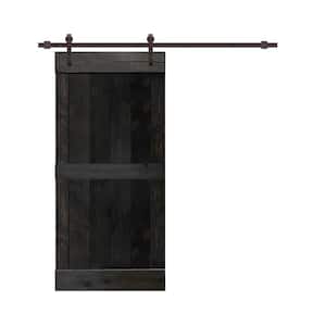 Mid-Bar Series 30 in. L x 84 in. H Solid Charcoal Black Stained Pine Wood Interior Sliding Barn Door with Hardware Kit
