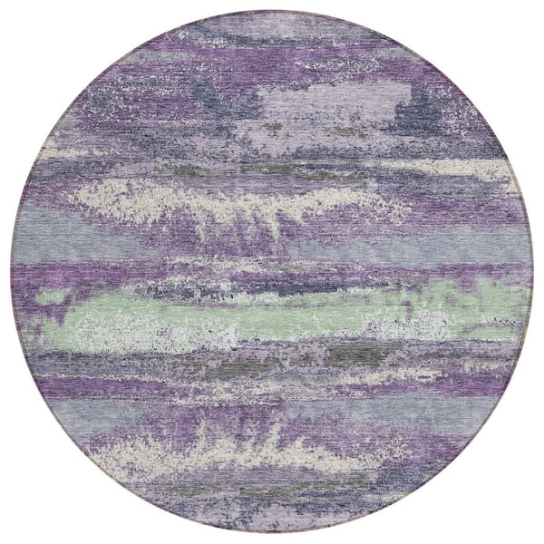 Chantille Machine Washable Indoor/Outdoor Abstract ACN942 Purple 8 ft. x 8 ft. Area Rug