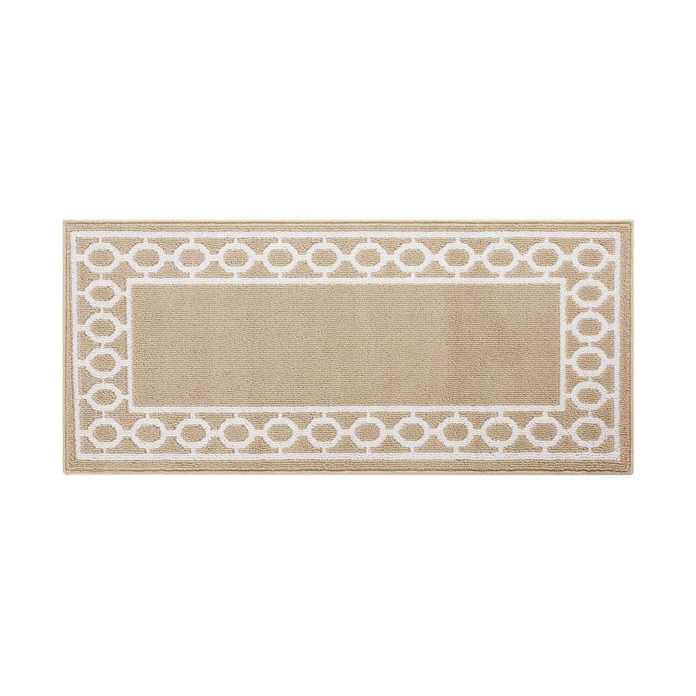UPC 646760169856 product image for Machine Washable Non-Skid Beige /White  2.2 ft. x 4 ft. All Loop Tufted Area Rug | upcitemdb.com