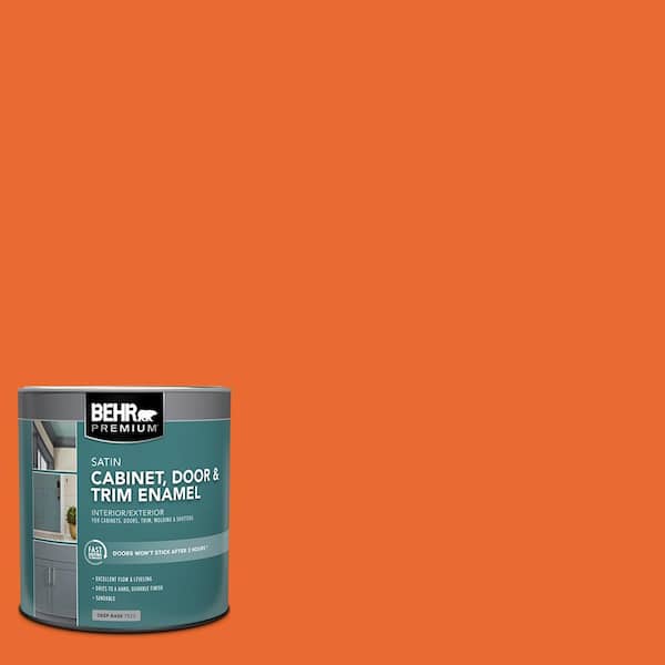 BEHR PREMIUM 1 qt. #220B-7 Electric Orange Satin Enamel Interior/Exterior Cabinet, Door & Trim Paint