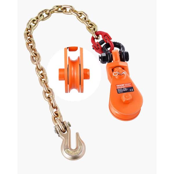 VEVOR 2 Ton Snatch Block with G80 Chain, Swivel Shackle, Applications on Flatbed Tow Truck Rollback Wrecker Car Carrier Cable