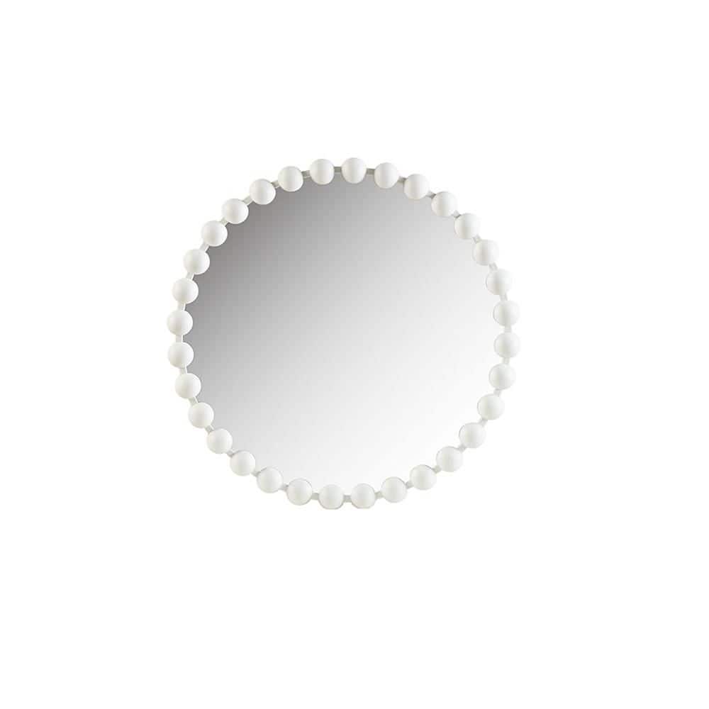 White 27 in W x 27 in. H Coastal Round MDF Framed Mirror Wall Mirror Wall D