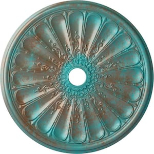 1-1/2 in. x 31-1/2 in. x 31-1/2 in. Polyurethane Kirke Ceiling Medallion, Copper Green Patina