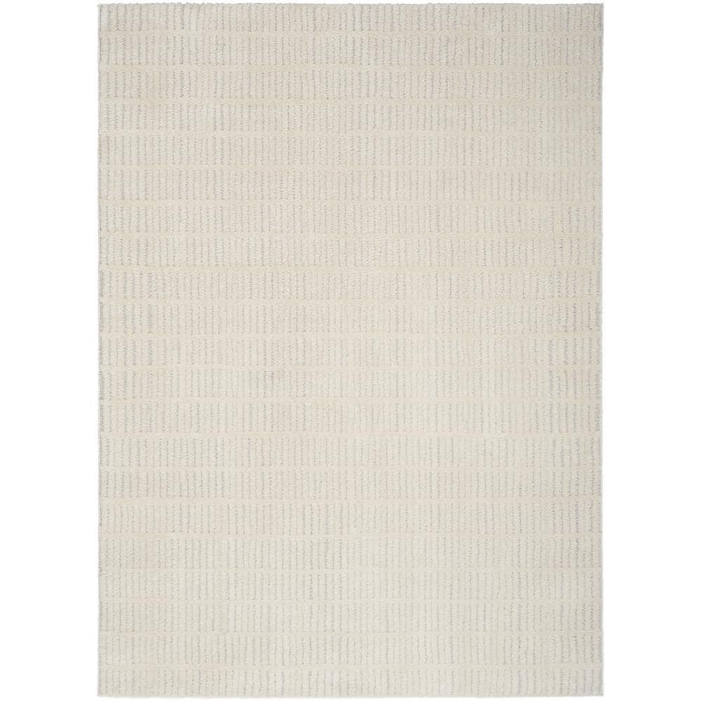 Modern Comfort Ivory Grey 8 ft. x 10 ft. Linear Contemporary Area Rug