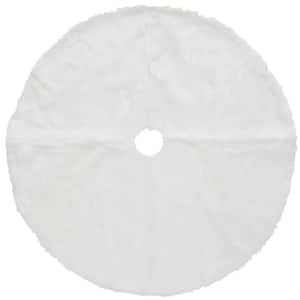 52 in. General Store White Faux Fur Christmas Tree Skirt