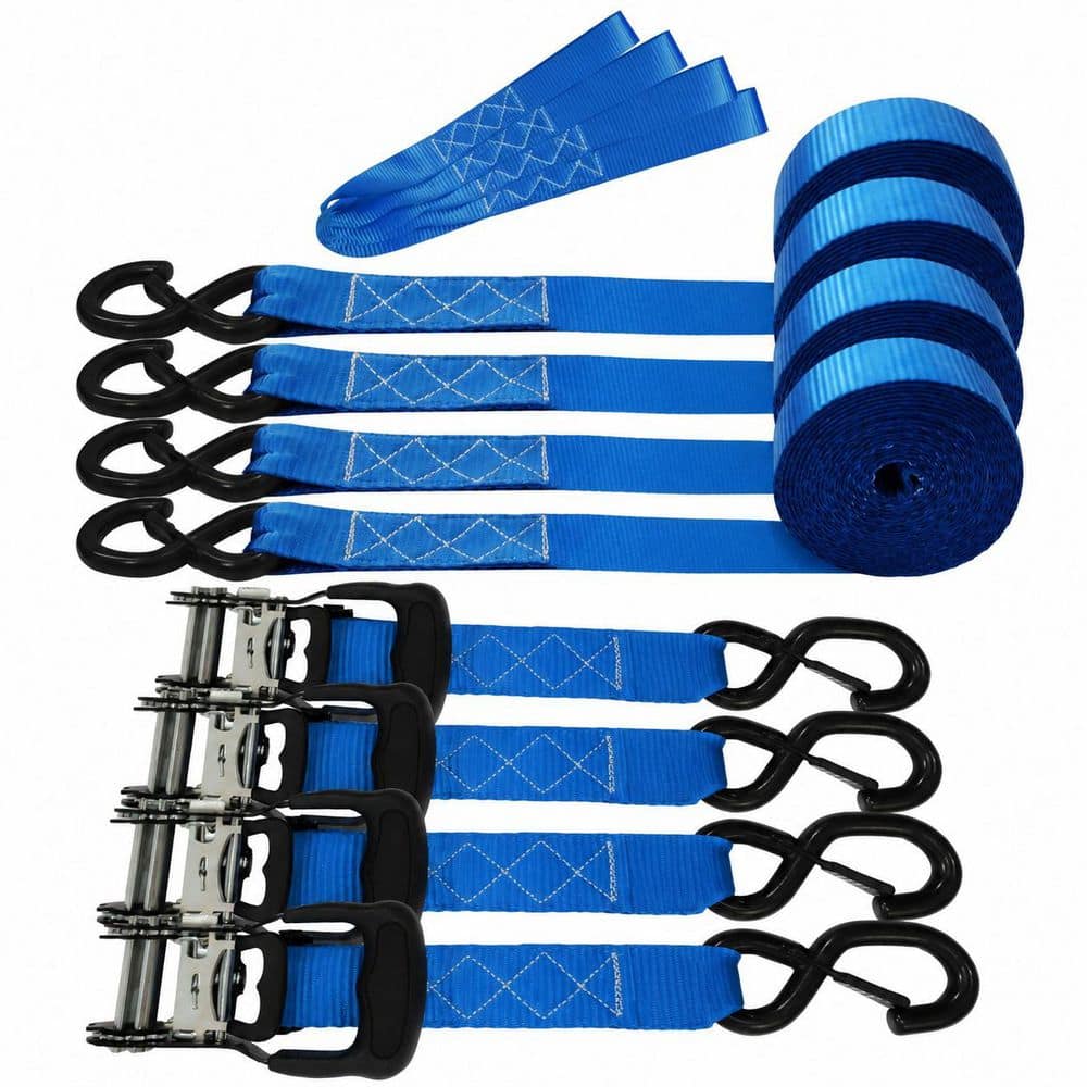 8 ft x 1.5 in Ratchet Tie Down Straps with S-Hooks and Soft Loops Heavy Duty Fastener 4 Pack for Cargo price history on PriceWatchPro