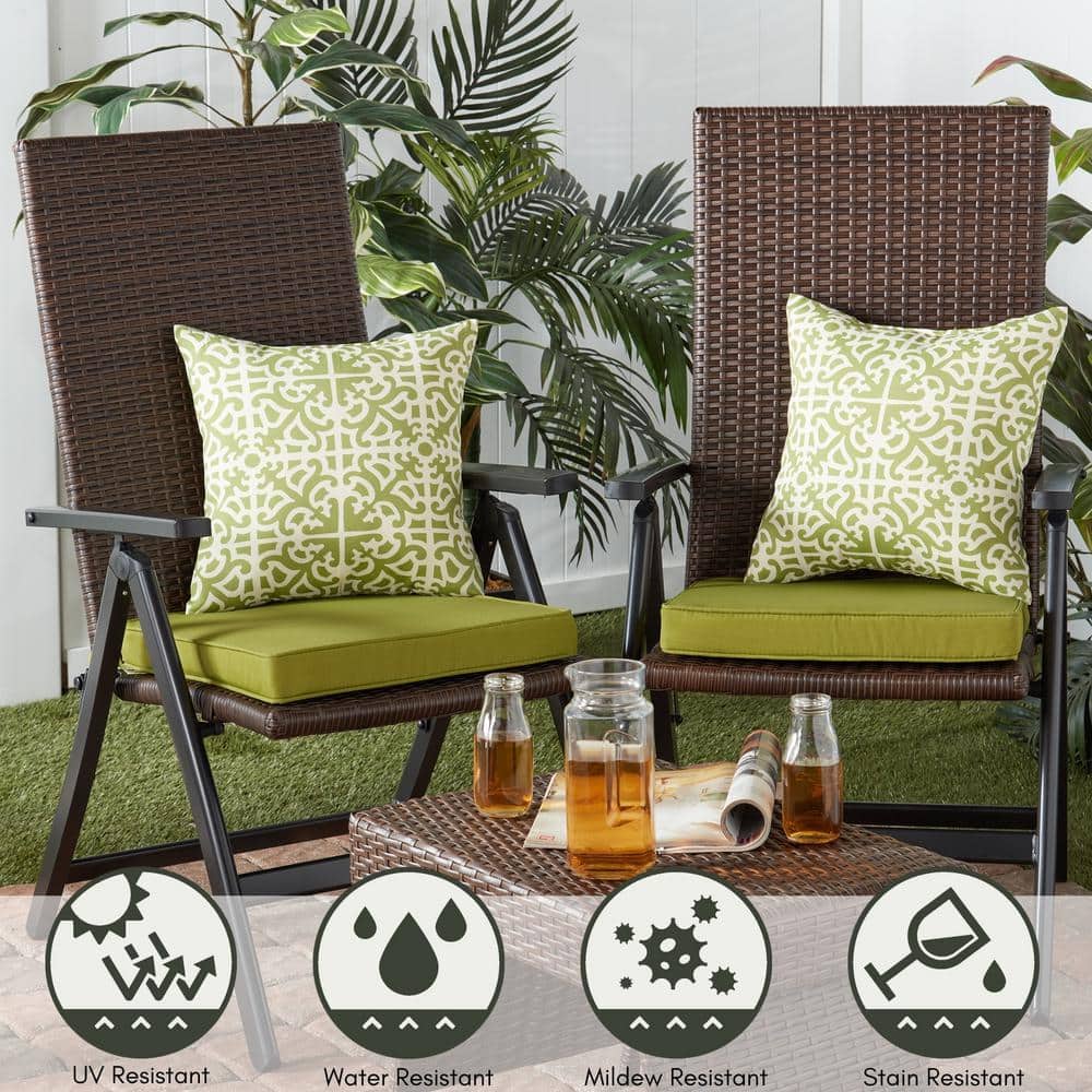 Kiwi Green 18" Square Outdoor Chair Pad Set with UV-Resistant Fabric