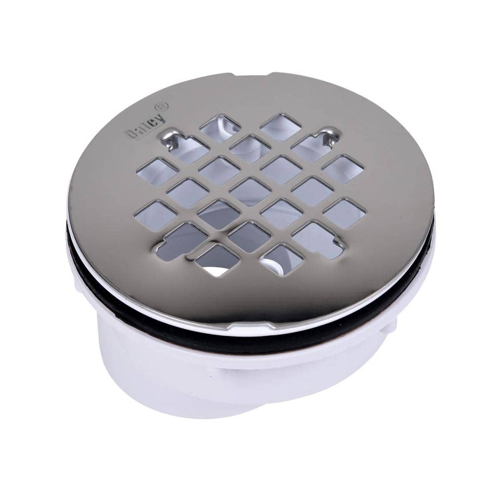 Oatey Round Offset White PVC Shower Drain with 4-1/4 in. Round Snap-In ...