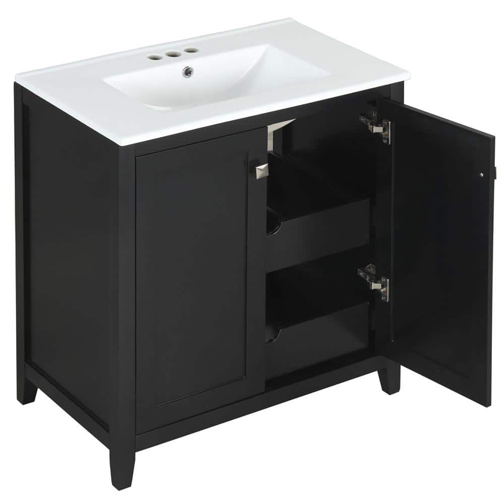 30 in. W x 18 in. D x 34.1 in. H Freestanding Bathroom Vanity Combo with Wh