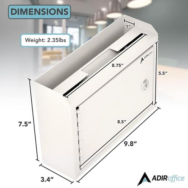 Medium Size White Steel Multi-Purpose Suggestion Drop Box Mailbox