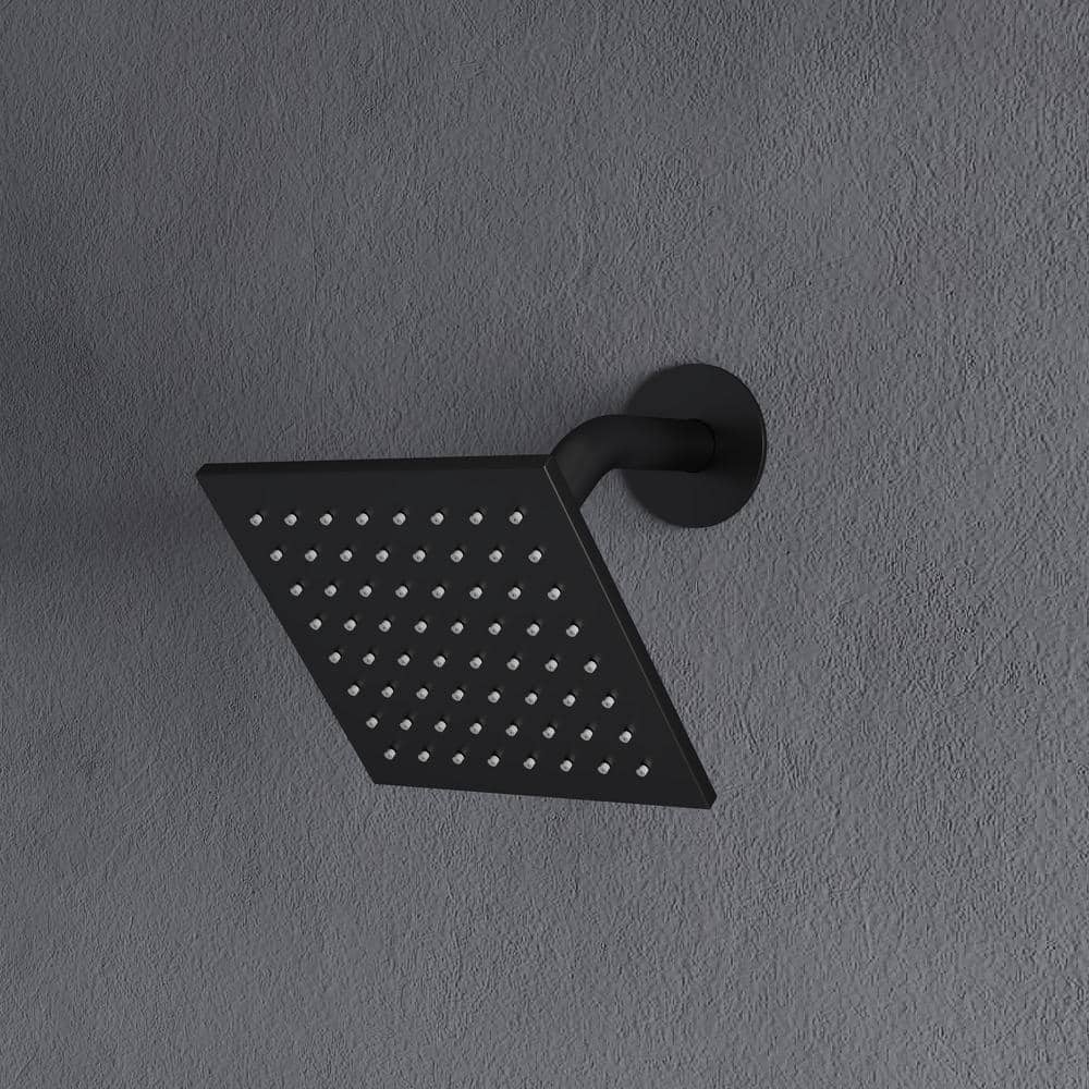 Matte Black Dual Shower Head System with Thermostatic Valve and Body Jets
