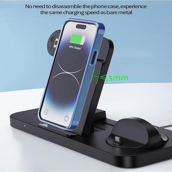 Etokfoks 3 in 1 Purple Wireless Charging Station Wireless Charger for iPhone/Android,  Smart Watch and Airpods MLPH005LT185 - The Home Depot