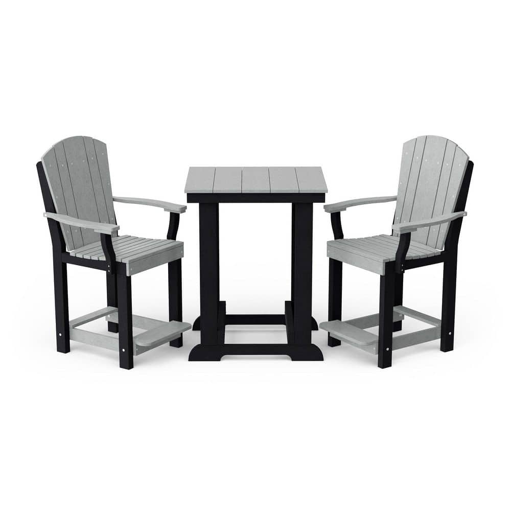 Heritage 3-Piece Light Gray and Black HDPE Plastic Outdoor Patio Counter Set price history on PriceWatchPro