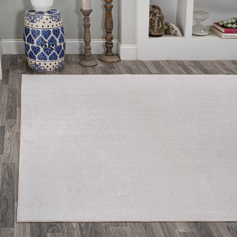 Light Gray 8' x 10' Solid Synthetic Washable Area Rug