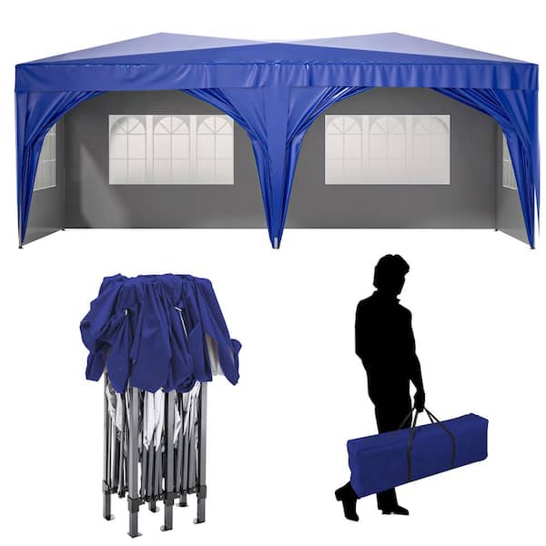 Unbranded 10 ft. x 20 ft. Outdoor Portable Party Folding Tent with 6 Detachable Side Walls + 6 Heavy Bags Outdoor Wedding
