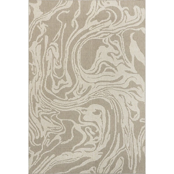 nuLOOM Leisa Abstract Swirls Beige 5 ft. x 8 ft. Indoor/Outdoor Area Rug