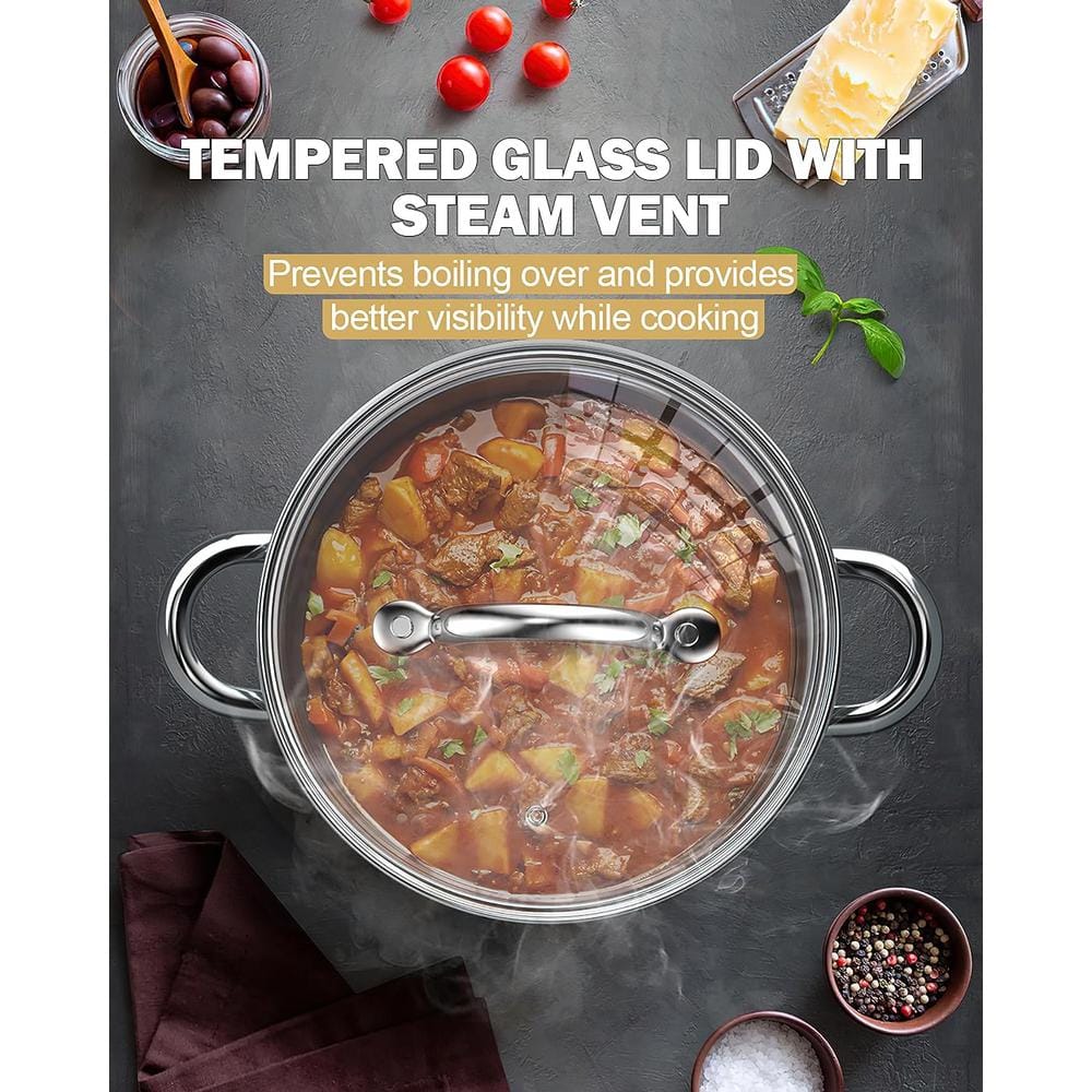 16-Quart Stainless Steel Stockpot with Glass Lid