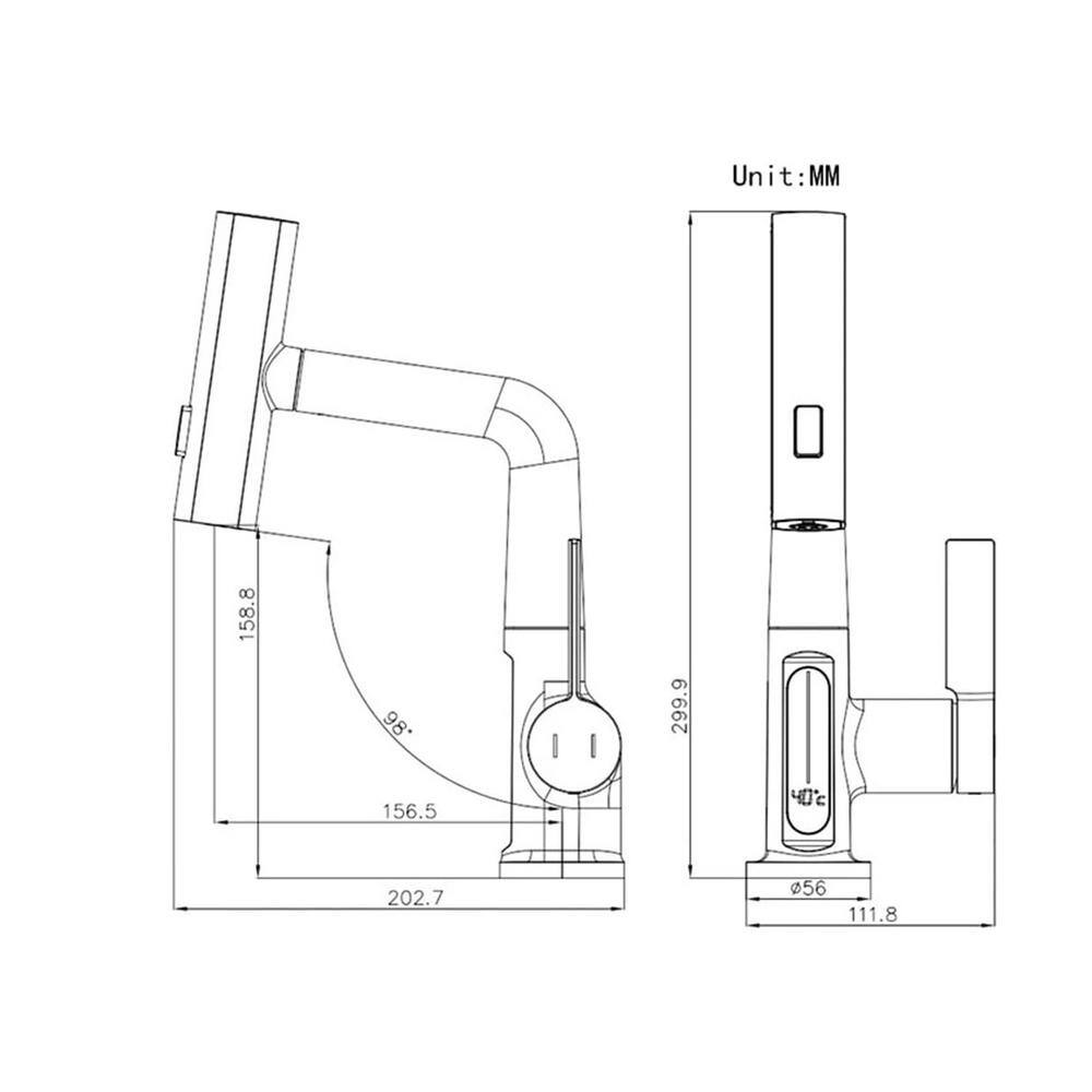 Gray Single Handle Pull-Out Sprayer Bathroom Faucet with LED Display
