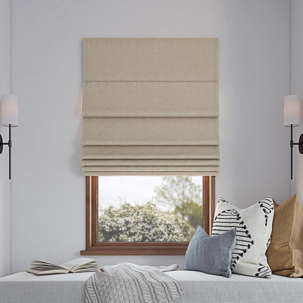 Stone Beige Fabric Cordless Blackout Roman Shade 33" x 64"