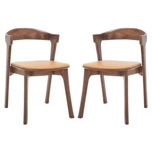 Brylie Wood/Brown 18.5 in. Wood Dining Chair Set of 2