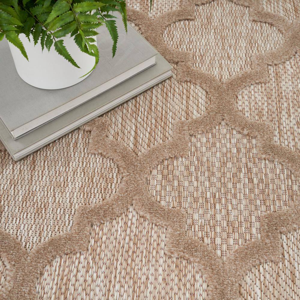 Natural Beige Synthetic Trellis Flat Woven 5' x 7' Rug