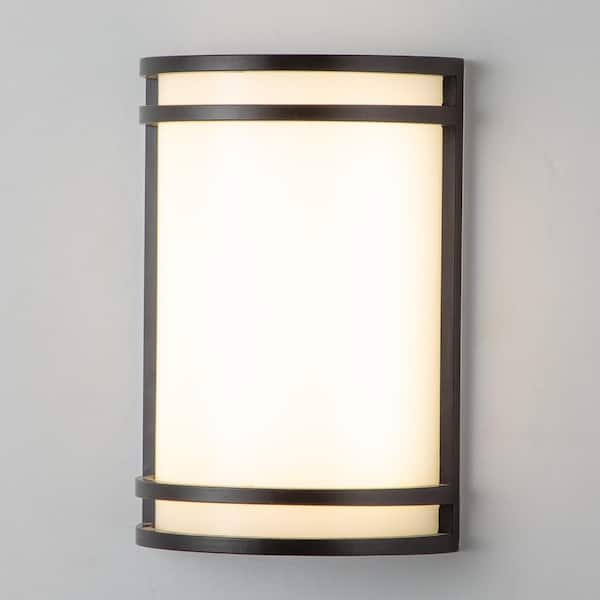 1-Light Oil-Rubbed Bronze Dimmable 15-Watt LED Wall Light with Acrylic Shade
